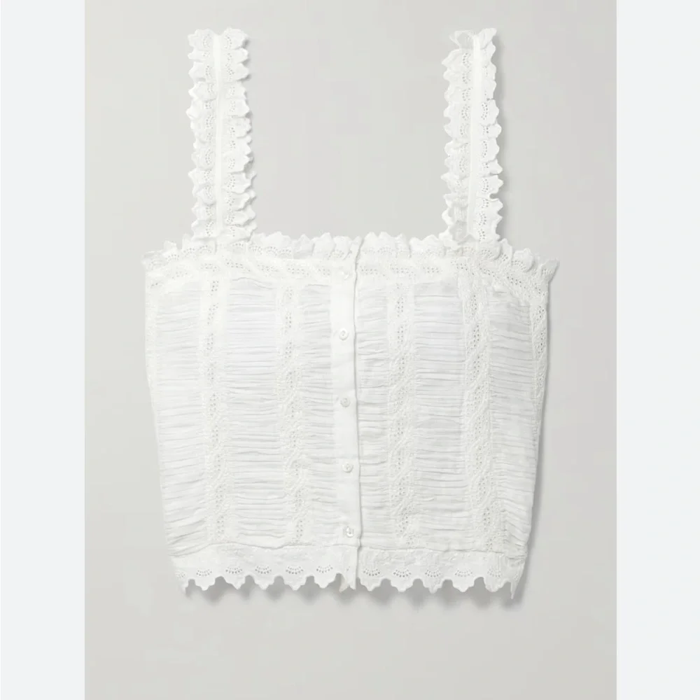 Doen Net Sustain Ari Broderie Anglaise And Ruched Organic Cotton-Voile Top - Picture 2 of 5